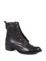 Jones Bootmaker Madie Heeled Leather Ankle Black Boots - Image 3 of 6
