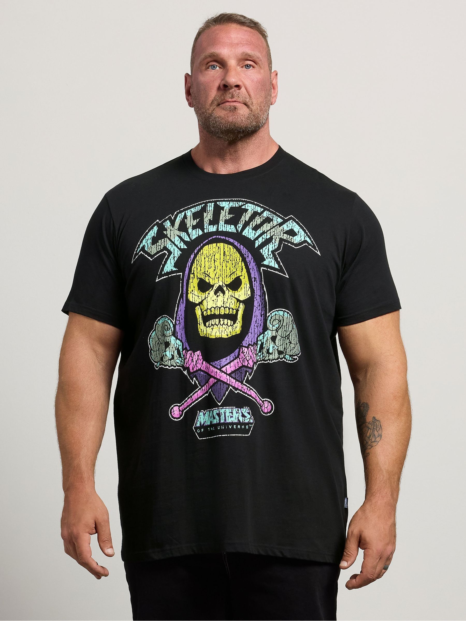 Badrhino Big & Tall Men's Black Long Masters Of Universe T-Shirt