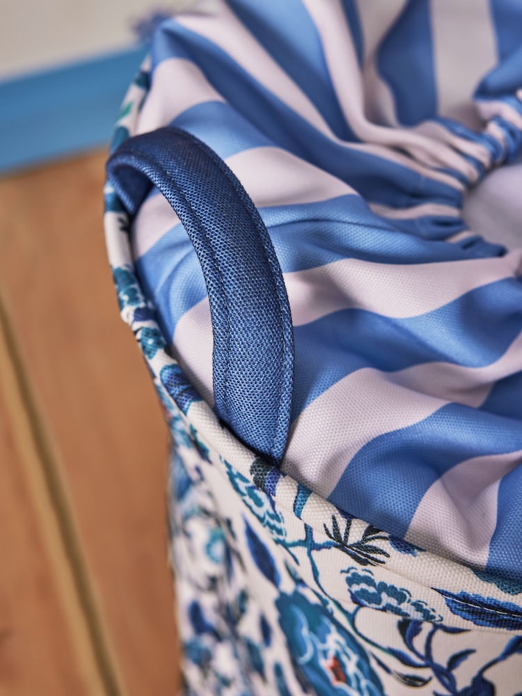 Cath Kidston Blue/White Floral Laundry Hamper - Image 3 of 6