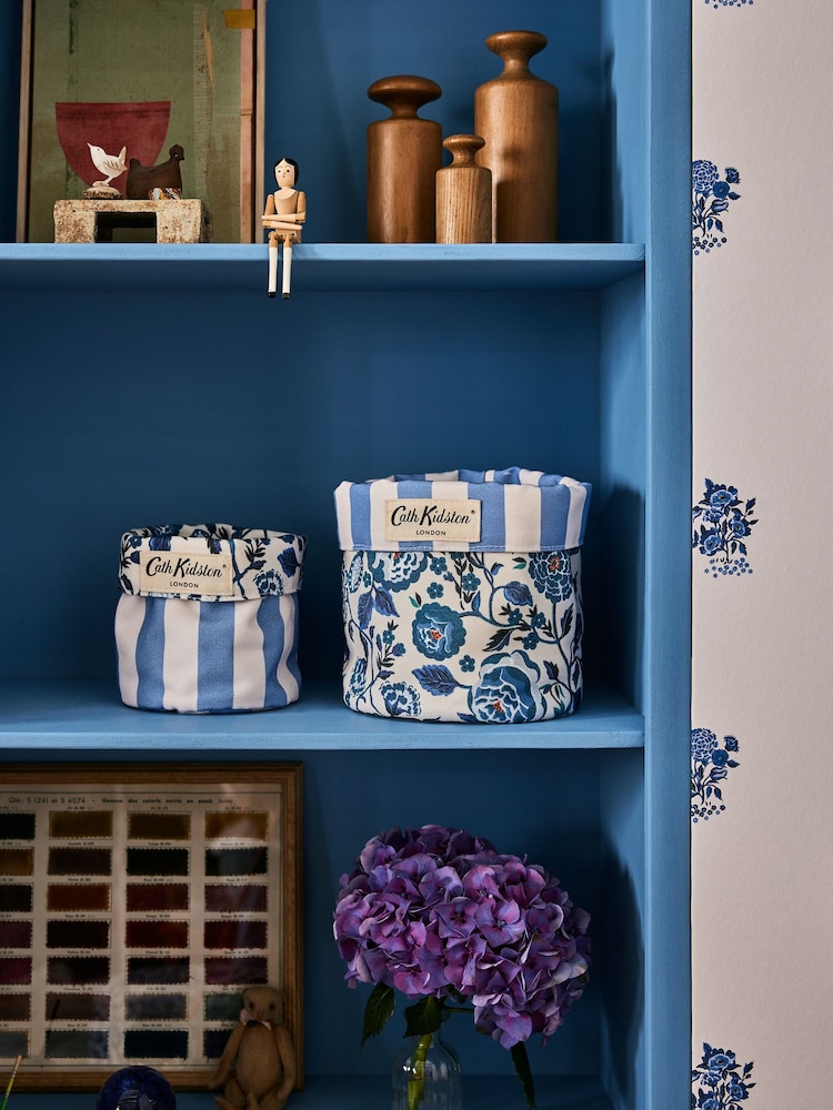 Cath Kidston Set of 2 Blue Floral Reversible Storage Bags - Image 1 of 4