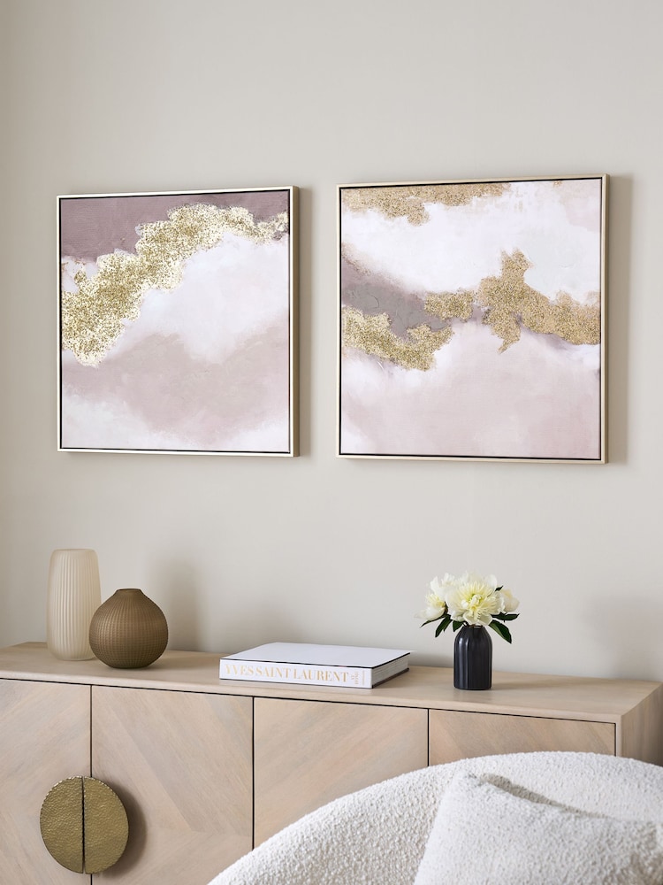 Lipsy Set of 2 Gold Ombre Wall Art - Image 1 of 4