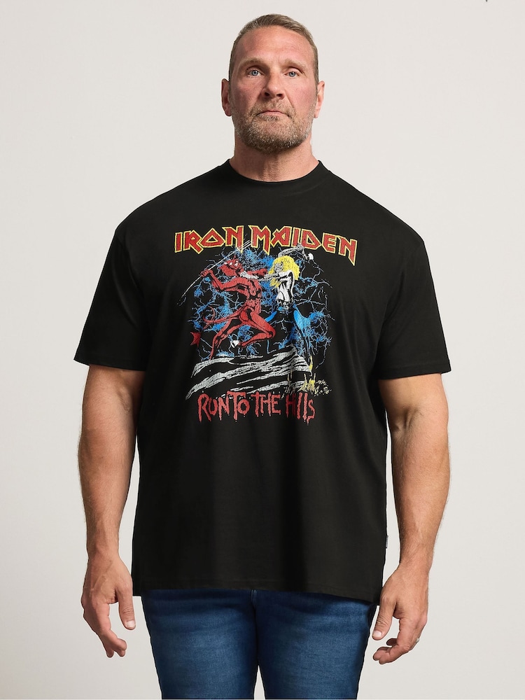 BadRhino Big & Tall Black Ironmaiden Run To Hills T-Shirt - Image 1 of 6 BadRhino Big & Tall Black Ironmaiden Run To Hills T-Shirt - Image 1 of 6