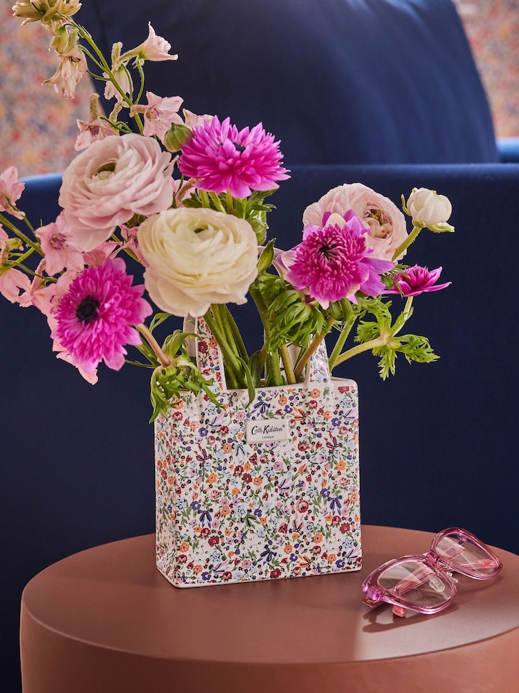 Cath Kidston Pink/Blue Floral Vase - Image 1 of 7