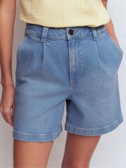 Boden Blue Pleat Front Denim Shorts - Image 2 of 6