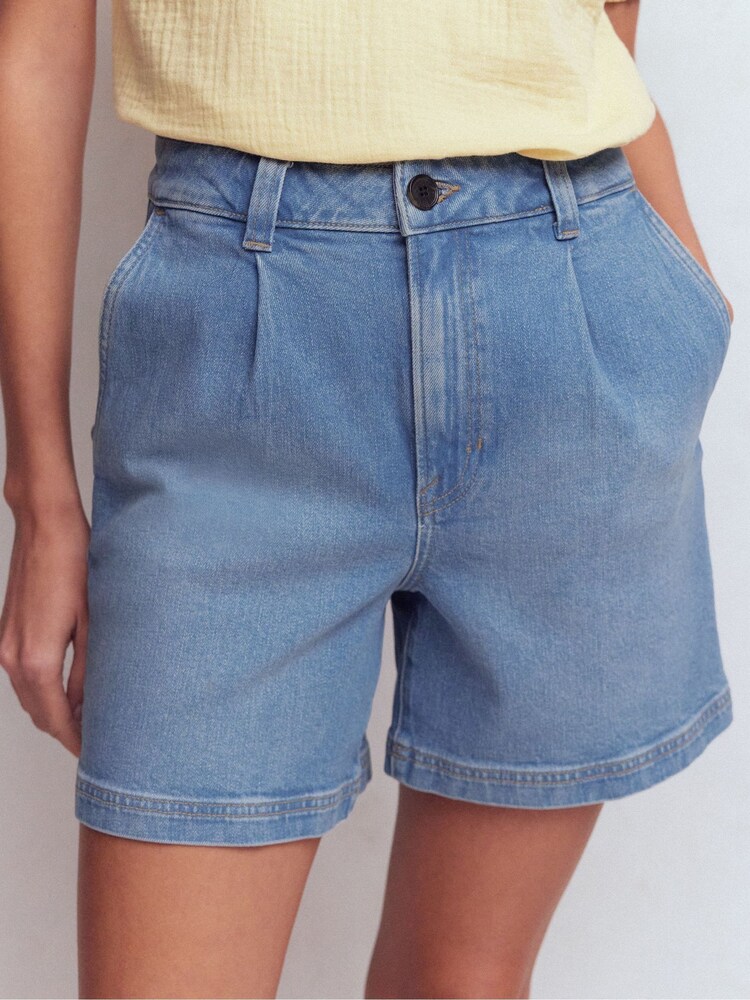 Boden Blue Pleat Front Denim Shorts - Image 2 of 6