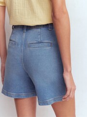 Boden Blue Pleat Front Denim Shorts - Image 3 of 6