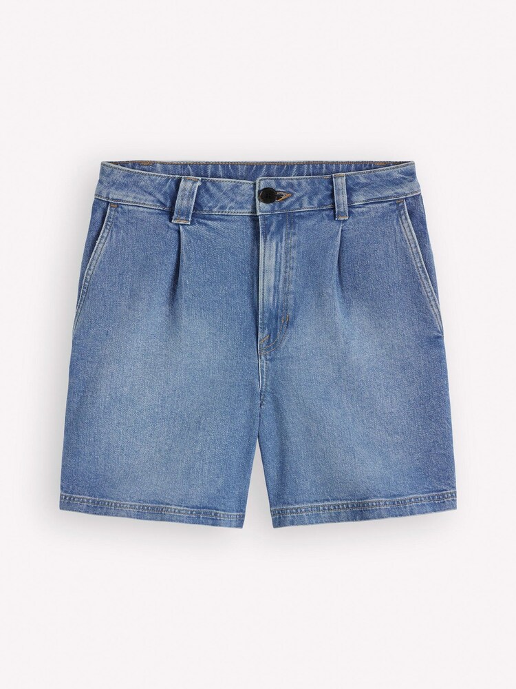 Boden Blue Pleat Front Denim Shorts - Image 6 of 6