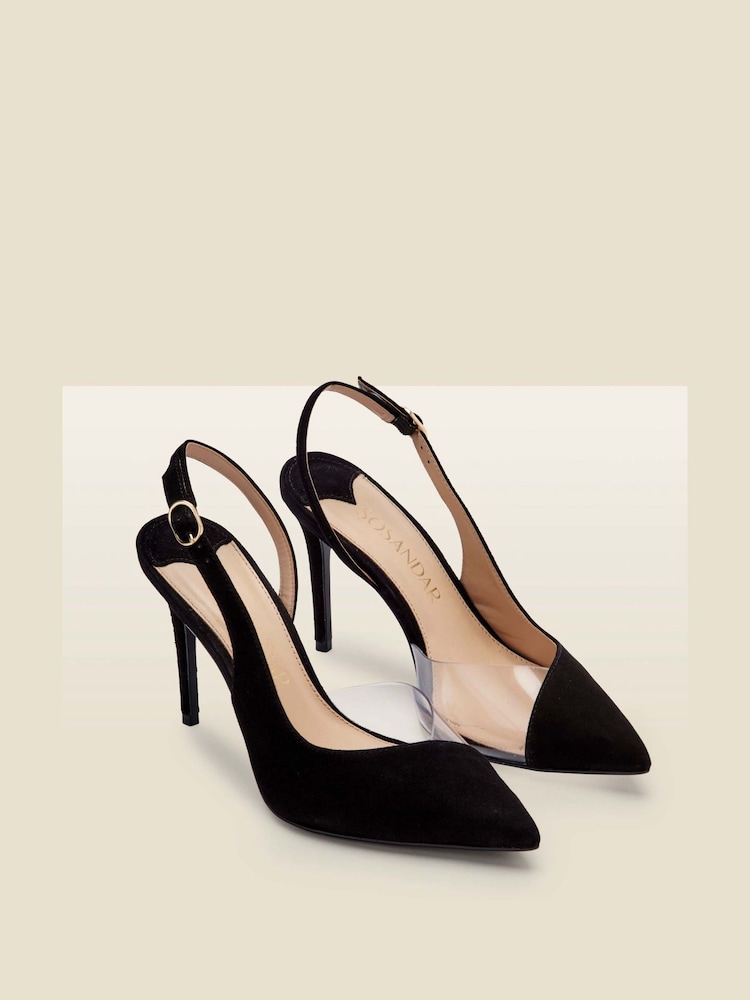 Sosandar Black Carmen Perspex Slingback Court Shoes - Image 1 of 5