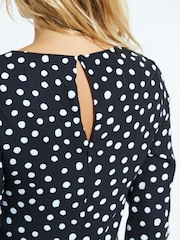 Sosandar Black/White Ruffle Hem Shift Dress - Image 5 of 5