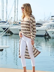 Sosandar Brown Chevron Print Longline Cardigan - Image 3 of 4