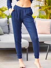 Sosandar Blue Premium Textured Slim Leg Joggers - Image 3 of 4