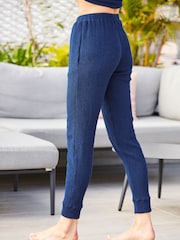 Sosandar Blue Premium Textured Slim Leg Joggers - Image 4 of 4