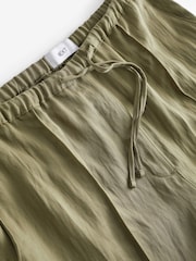 Khaki Green Drawstring Tencel Wide Leg Trousers - Image 6 of 7