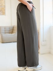 Grey Drawstring Tencel Wide Leg Trousers - Image 4 of 7