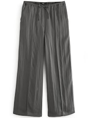 Grey Drawstring Tencel Wide Leg Trousers - Image 6 of 7