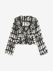 Monochrome Tie Ruffle Long Sleeve Blouse - Image 5 of 6