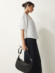 White Washed V-Neck 100% Cotton Blouse - Image 3 of 7