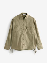 Khaki Green Utility Ruched Side Long Sleeve Shirt - Image 6 of 7