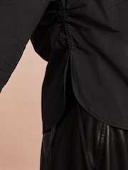 Black Utility Ruched Side Long Sleeve Shirt - Image 4 of 7