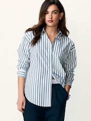 Navy and White Stripe Oversized cotton shirt - Image 1 of 6