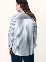 Navy and White Stripe Oversized cotton shirt - Image 3 of 6