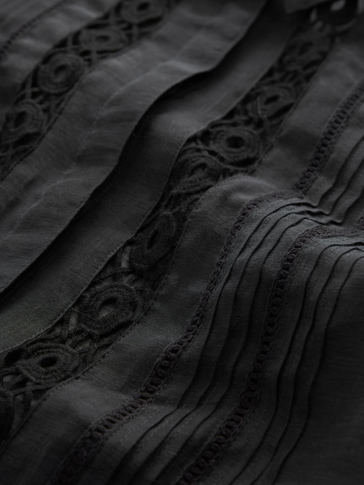 Black Lace Insert 3/4 Sleeve Shirt - Image 6 of 6
