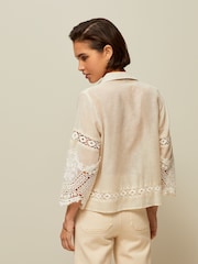 Natural Lace Insert 3/4 Sleeve Shirt - Image 2 of 7