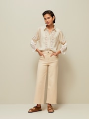 Natural Lace Insert 3/4 Sleeve Shirt - Image 3 of 7