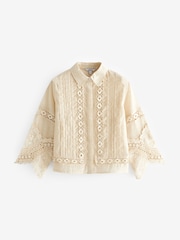 Natural Lace Insert 3/4 Sleeve Shirt - Image 6 of 7