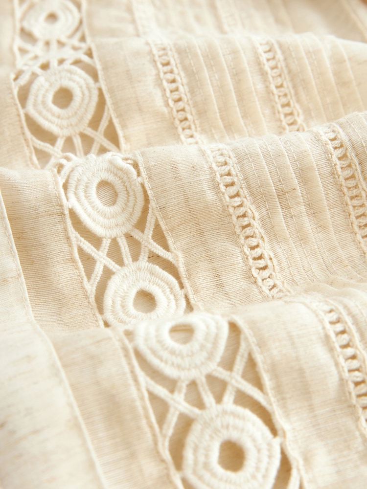 Natural Lace Insert 3/4 Sleeve Shirt - Image 7 of 7