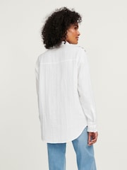 White Long Sleeve Crochet Insert Shirt - Image 7 of 7