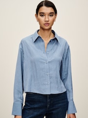 Blue Powder Finish Cropped Shirt - Image 1 of 7