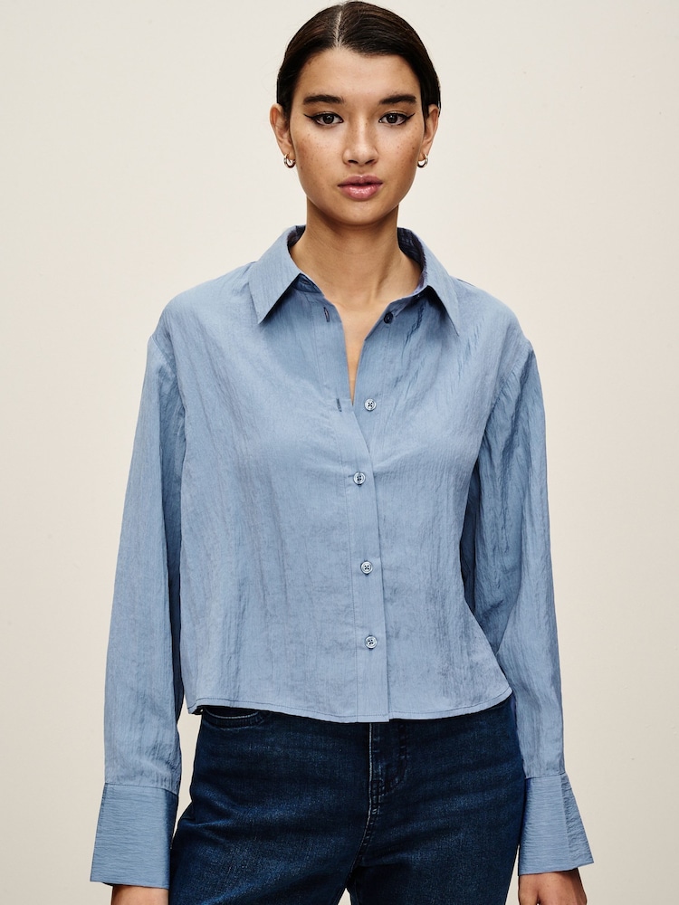 Blue Powder Finish Cropped Shirt - Image 1 of 7