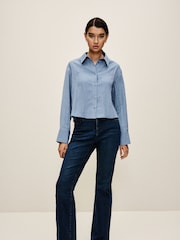 Blue Powder Finish Cropped Shirt - Image 2 of 7