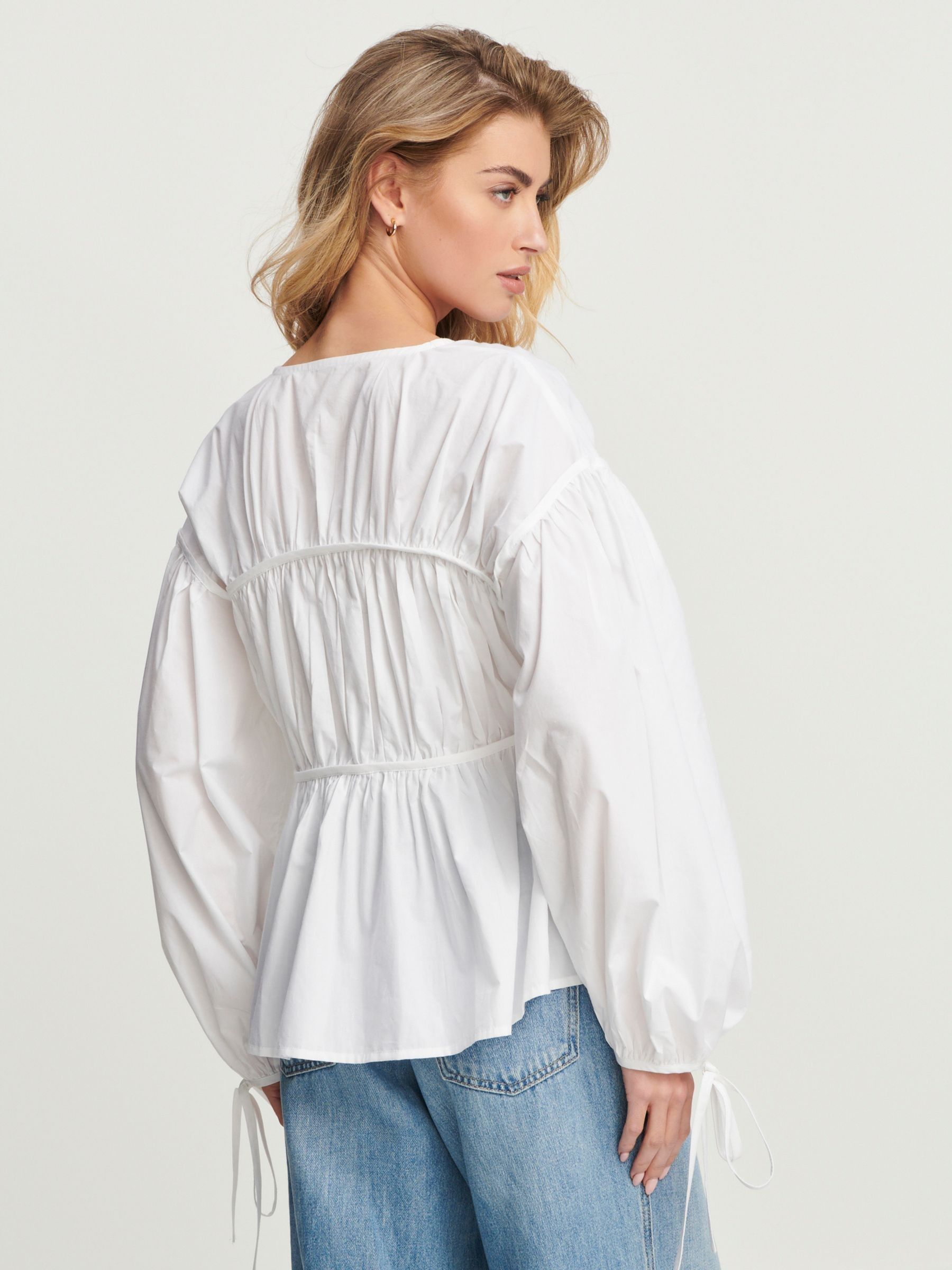 Buy White Poplin Layered Tie Blouse from Next Luxembourg