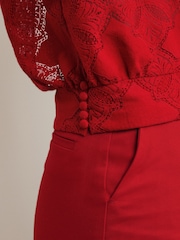 Red Lace Long Sleeve Blouse - Image 3 of 4