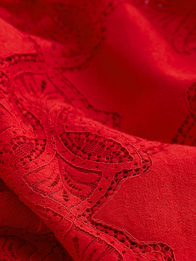 Red Lace Long Sleeve Blouse - Image 4 of 4