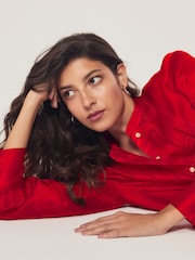 Red Ladder Pleated Long Sleeve Blouse - Image 3 of 7
