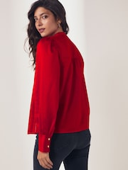 Red Ladder Pleated Long Sleeve Blouse - Image 4 of 7
