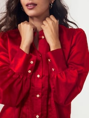 Red Ladder Pleated Long Sleeve Blouse - Image 5 of 7
