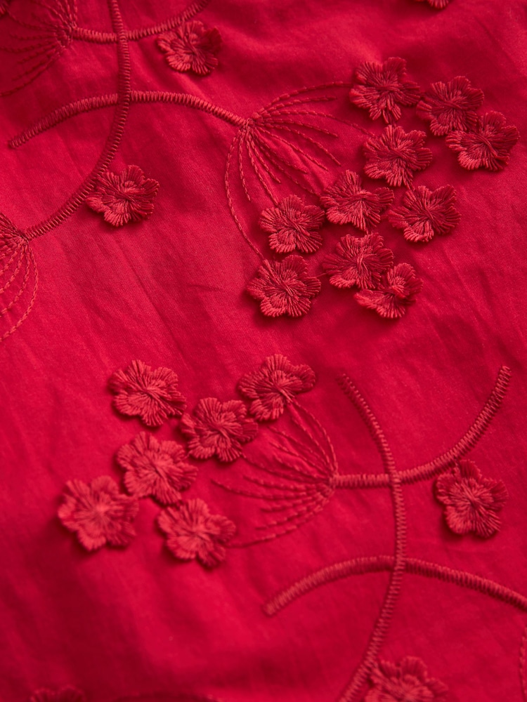 Red Tie Neck Floral Blouse - Image 7 of 7