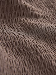 Brown Shirred Body V-Neck Long Sleeve Blouse - Image 7 of 7