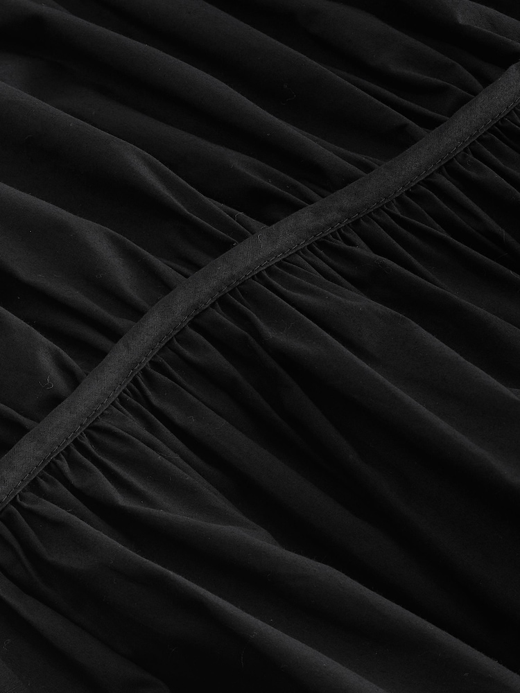 Black Poplin Layered Tie Blouse - Image 6 of 6 Black Poplin Layered Tie Blouse - Image 6 of 6
