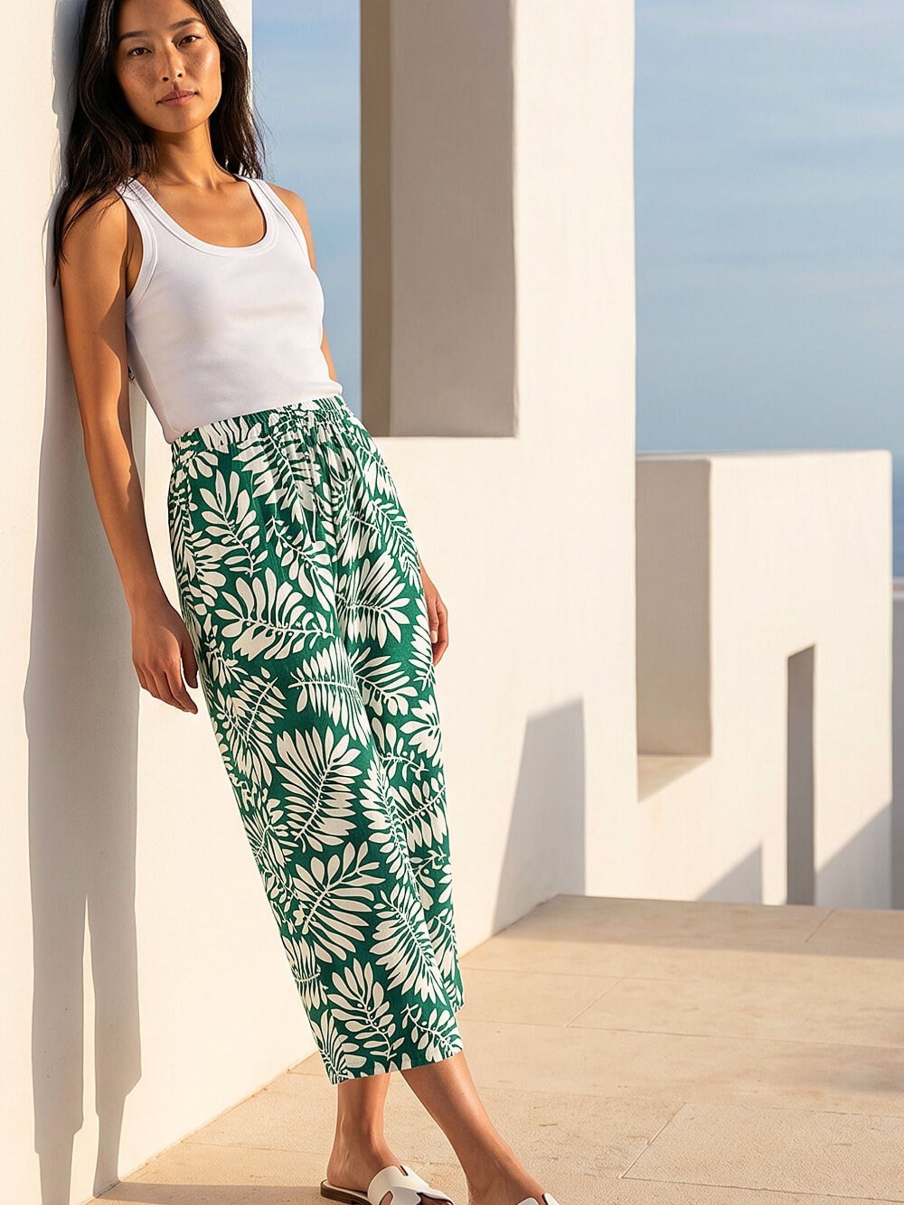 Roman Women's Green Petite Cropped Trousers - Image 1