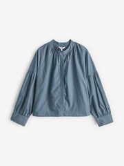 Dark Blue Long Sleeve Cotton Poplin Blouse - Image 3 of 6