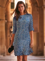 Sosandar Blue Ruffle Hem Shift Dress - Image 1 of 1
