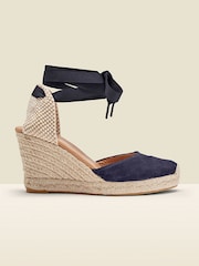 Sosandar Blue Perla Suede Valenciana Wedge Espadrilles - Image 4 of 5