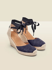 Sosandar Blue Perla Suede Valenciana Wedge Espadrilles - Image 5 of 5