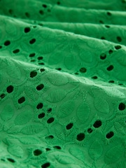 Green Crochet Volume Short Sleeve Cut-Out Mini Dress - Image 6 of 6