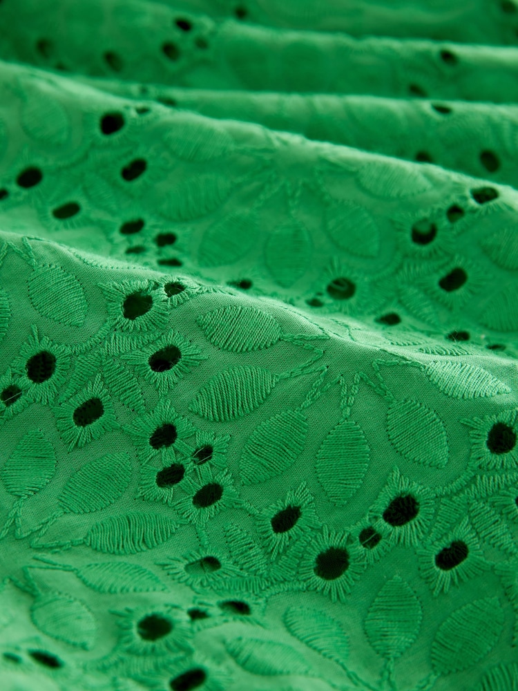 Green Crochet Volume Short Sleeve Cut-Out Mini Dress - Image 6 of 6
